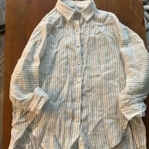 Little Lies line shirt with black pin stripes